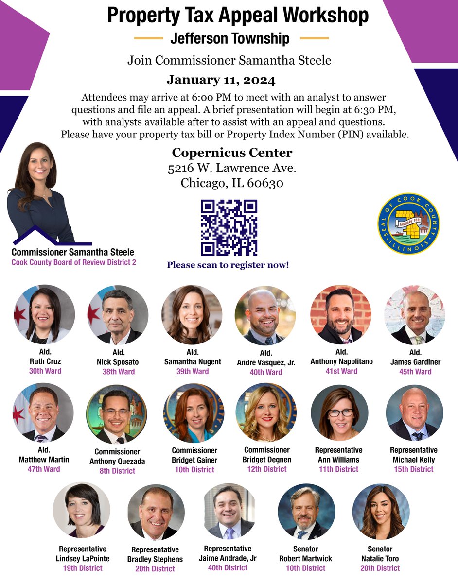 Join us on Thursday, January 11th, at the Copernicus for a Cook County Board of Review property tax appeal workshop for Jefferson Township! We are partnering with Chicago aldermen and local elected officials to present this workshop to assist taxpayers with filing tax appeals!