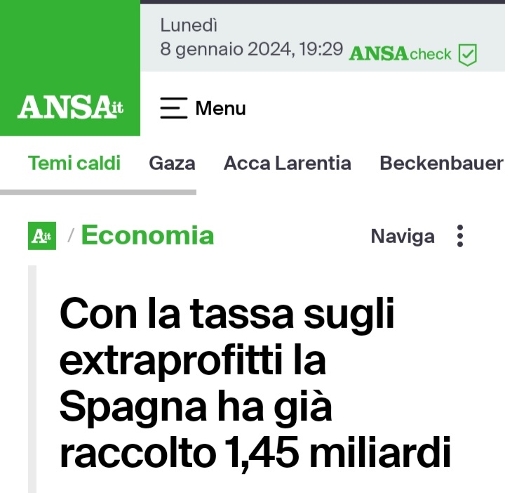 Il Governo Spagnolo ha tassato banche e grandi imprese per aiutare le famiglie.
Il Governo Meloni ha tassato le famiglie per salvare le banche.
                  👇