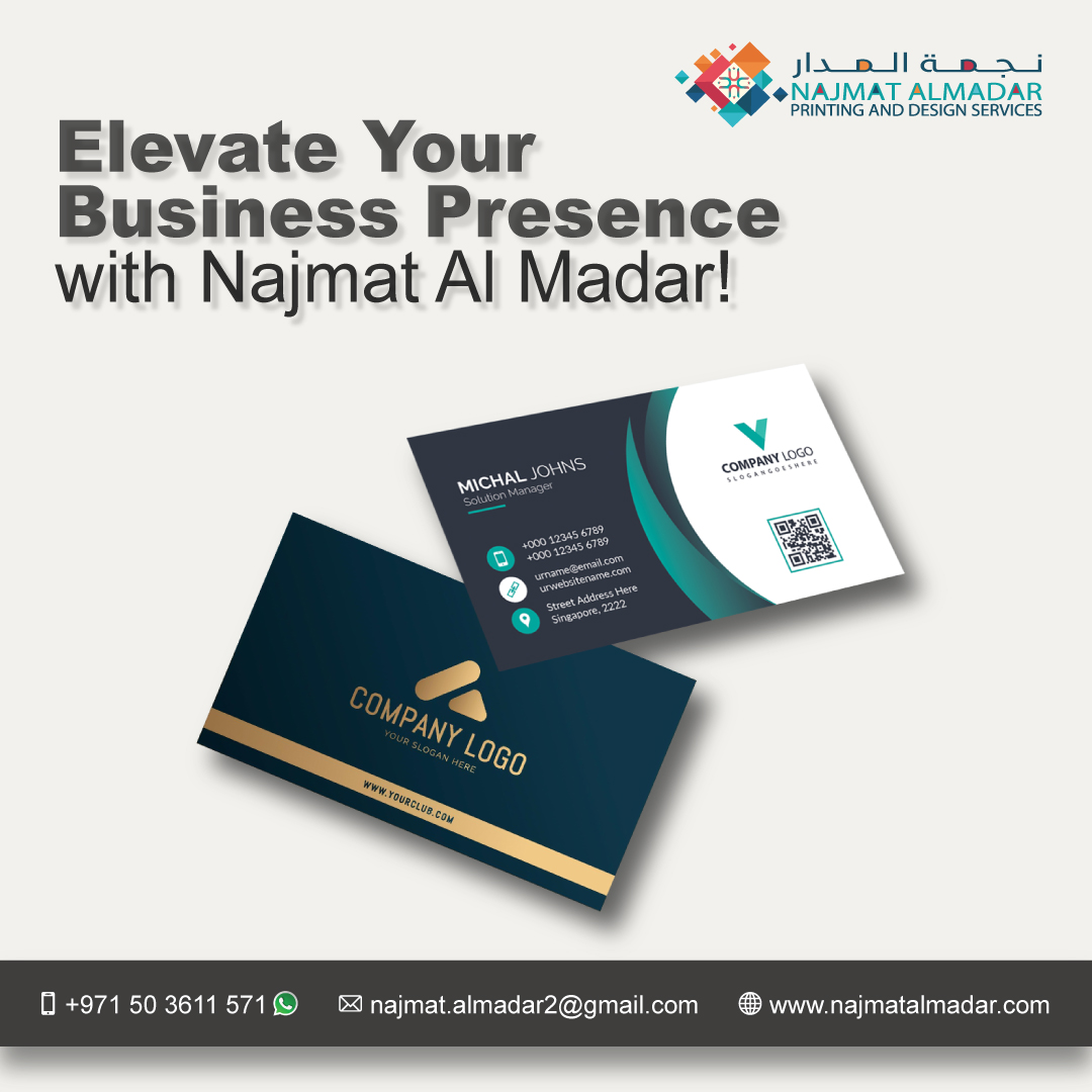 ✨ Elevate your brand with Najmat Al Madar Dubai's premium Business Cards! 🌟 Make your mark with quality, customization, and innovation. 💼✨

#najmatalmadardubai #businesscards #brandboost #sleekdesigns #dubaiprinting #madeindubai #dubaibusiness #impresswithinnovation