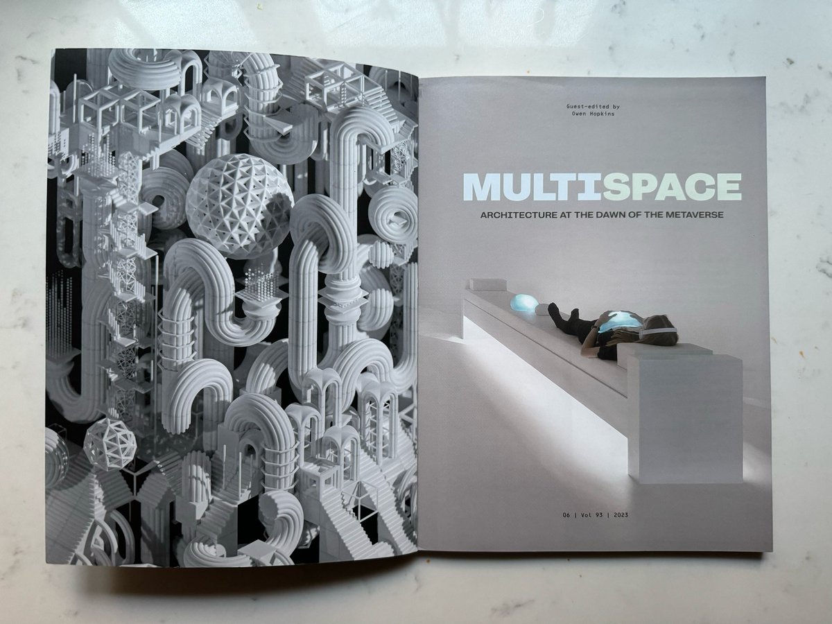 untitledxyz_'s tweet photo. It's an incredible honor to have my work featured in Architectural Design's "Multispace: Architecture at the Dawn of the Metaverse." Special thank you to editor @owen_hopkins and @JesseDamiani for spotlighting my piece "Monument of Errors" alongside @MuseumofCrypto ROOMs.

"This is not merely a speculative or liquid architecture, nor is it an imbuing of functional space with a provocative narrative thesis, but rather an atomising of the elements of architecture as material, subverting their use value (ie colonnade as structural support versus purely aesthetic entity), and reassembling them into a logic predicated on the infinitude and manipulable physics of the virtual."

"... Holders of a ROOM NFT are entitled to independently install artworks and experiences per their preference, thus co-creating the public function of a given space. Physical distances collapse - anyone with a working computer can visit these ROOMs." 

- excerpts from @JesseDamiani's essay 'Architecture in Postreality : Emerging Approaches to Space in Hybrid Realities'