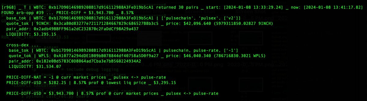 housing37's tweet photo. #PulseChain Arbitrage available ... 8.57% up for grabs
first buy $WBTC on #pulsex ($42,096.640000)
then sell $WBTC on #pulserate ($46,040.340000)
pair_addresses:
0x2adb49BBFF961a2dC232870c2FaDdCf98A29a437
0x182e0Bd5783C0D8064ad7Cba3e7bB560224934A2 https://t.co/sgSBG289k1