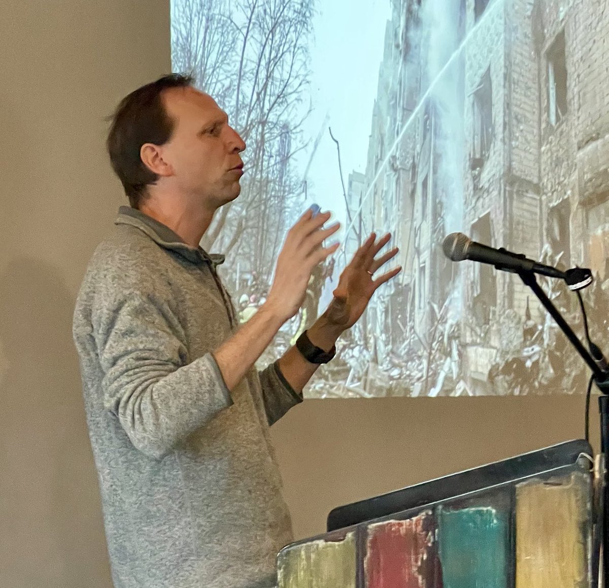 Starkville Rotarians heard a status report from MSU Electrical and Computer Engineering Associate Professor Bryan Jones  on Ukrainian war refugees in the area. Jones said over 60 refugees representing 16 families in the Golden Triangle. He outlined opportunities to help them.