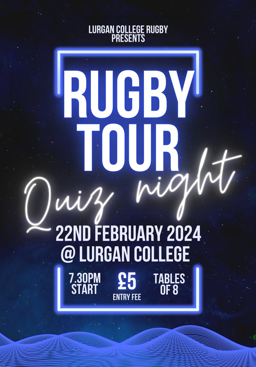 🚨A date for your diary🚨

On Thursday 22nd February, the Rugby Club are hosting a quiz to fundraise for their tour to Brussels, Belgium.

A ticket is £5 with teams of 8! We would love you to share this post around your friends and families. Money should be given to Mr Weir.