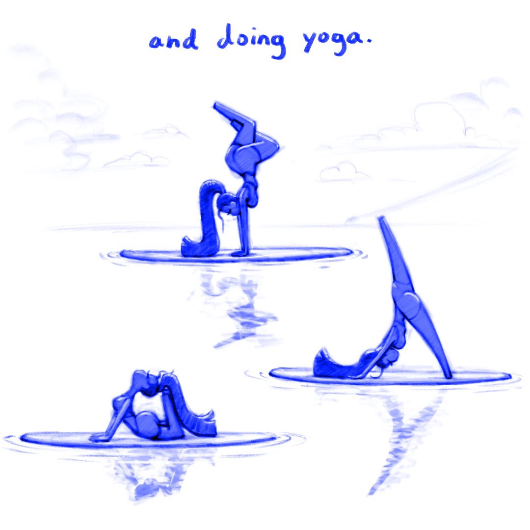 (28/31) blue ink series #girl #yoga #surfing #ocean #focus #blueink #bluepencil #shortstory #story #comic #book #graphicnovel #webcomic #webtoon #originalcharacter #childrensbook #procreate #art #illustration #ink #drawing #beach #surf #jungle #tropical #anime #manga #cartoon