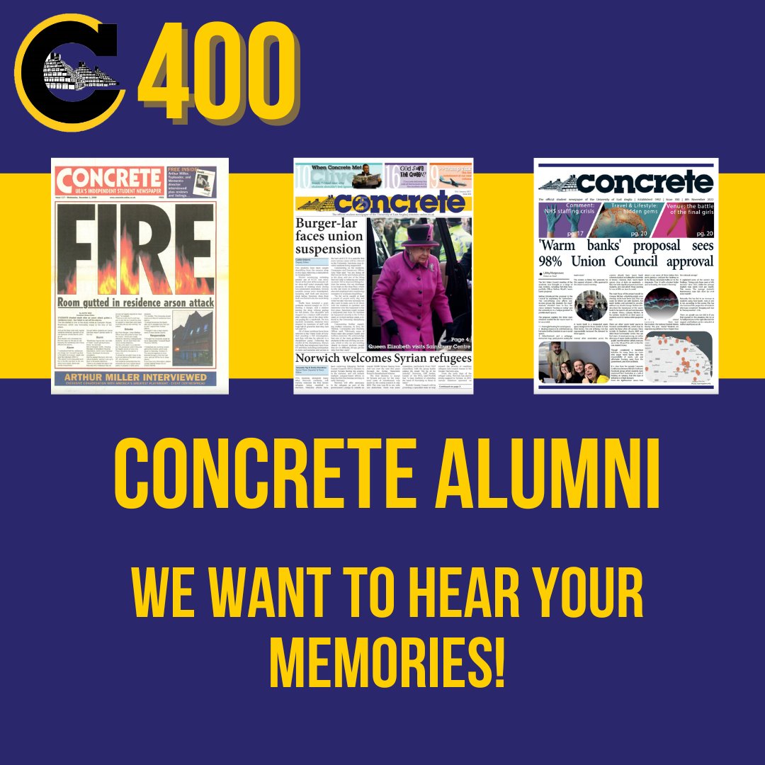 Our 400th issue is approaching and we want to celebrate all of the wonderful people who have contributed to Concrete since 1992! If you are one of them, fill out our alumni survey at the link below to have your memories included in our anniversary issue!
forms.office.com/e/RbVRuGGiqm