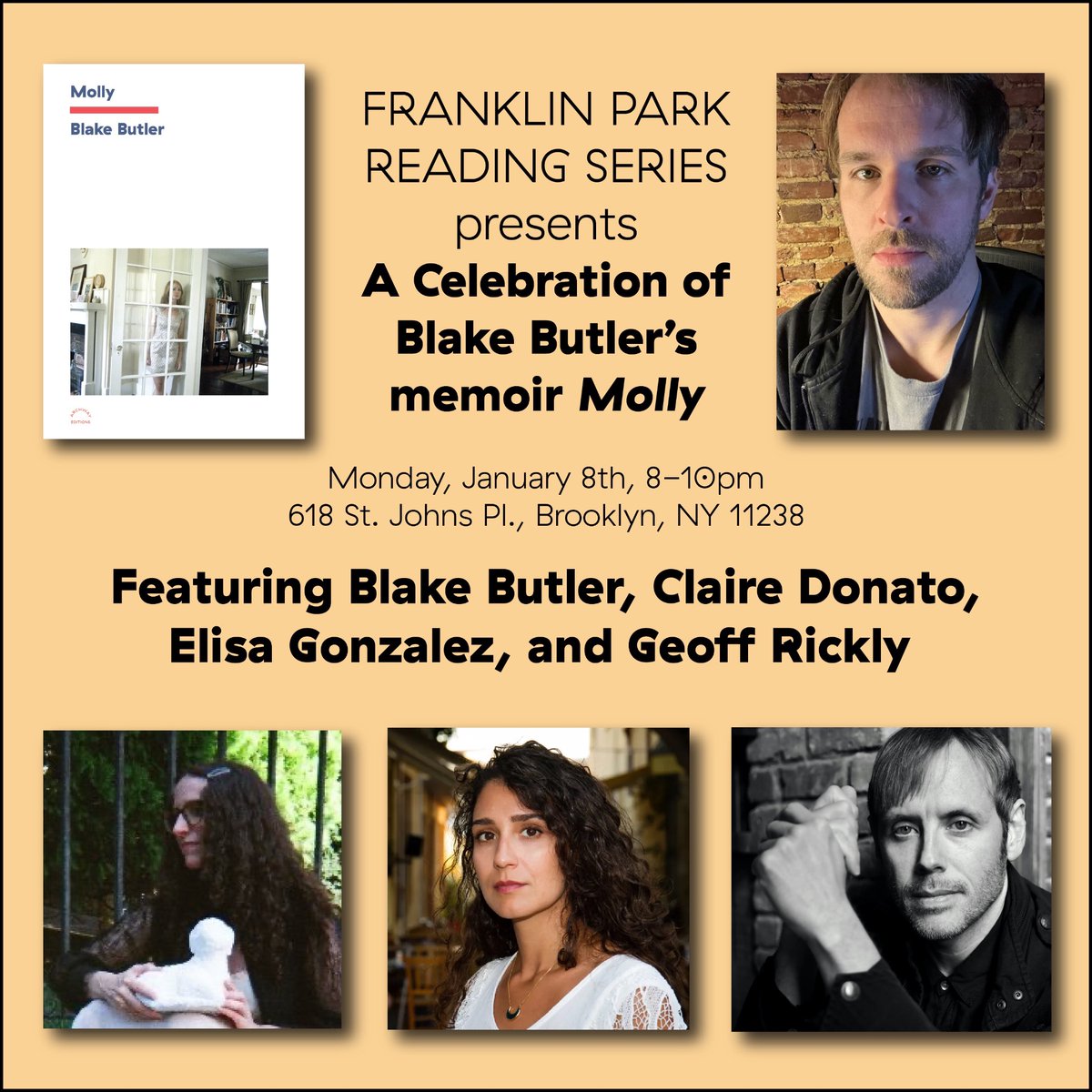 Tonight @FranklinParkBK see AE superstars @blakebutler and @clairedonato with @athenek and Geoff Rickly of @thursdayband - @UnnameableB will be selling KIND MIRRORS, UGLY GHOSTS and a limited quantity of MOLLY!
