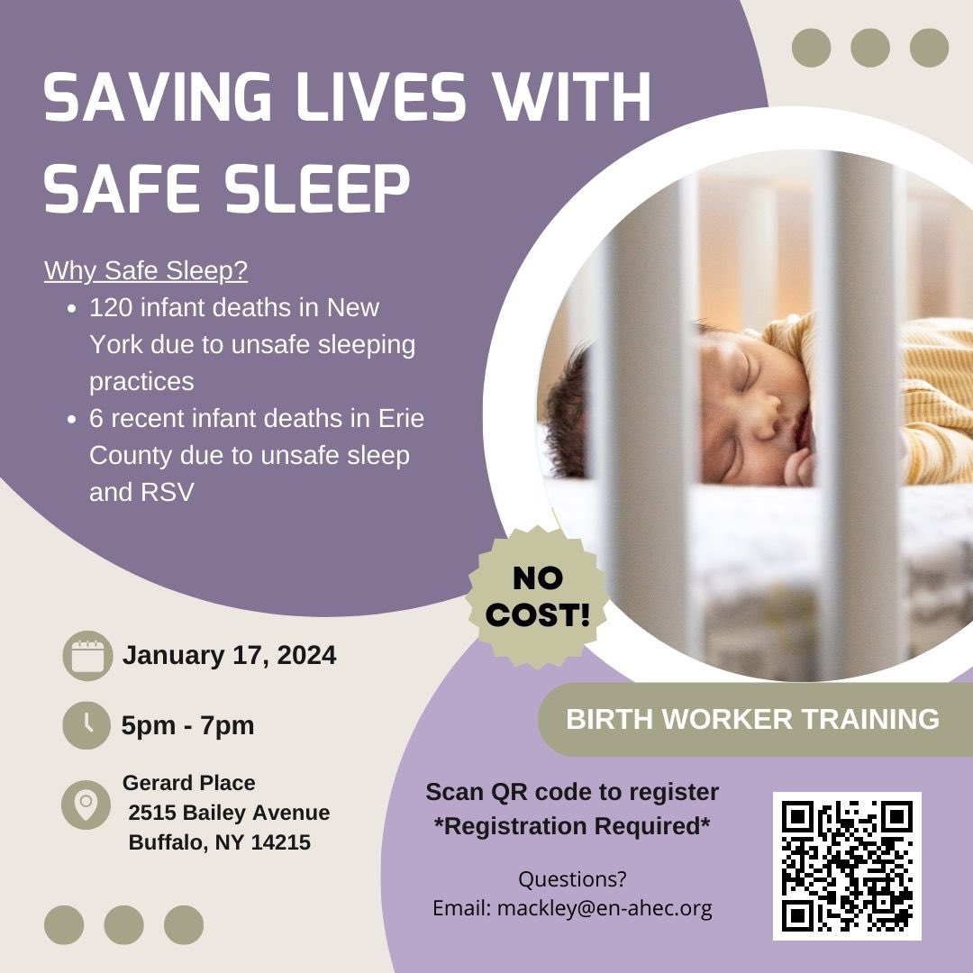 #MaternalHealthMonday! Are you a doula, lactation counselor, or birth worker? Sign-up for this FREE “Infant Safe Sleep” train-the-trainer class. Scan the QR code or use the link to register! Registration link: tinyurl.com/yc8mfkys