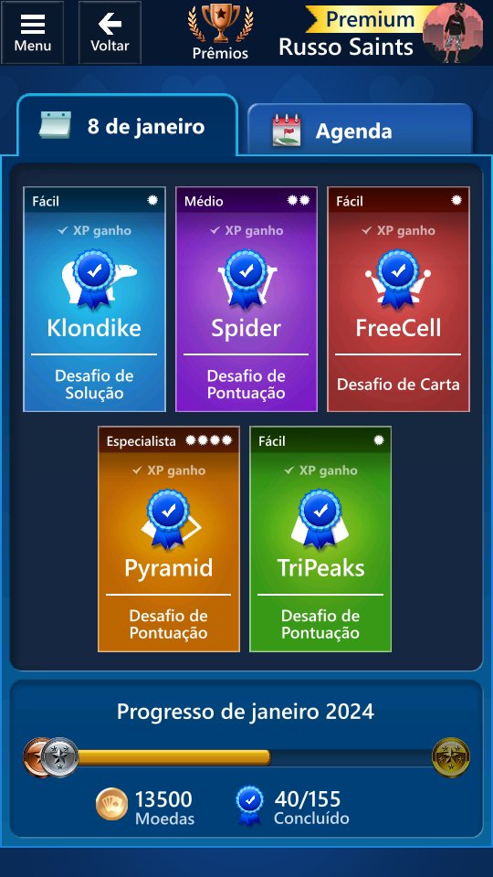 russildo's tweet photo. Desafio dia 8 concluído #MicrosoftSolitaireCollection https://t.co/sRrDuJciIJ