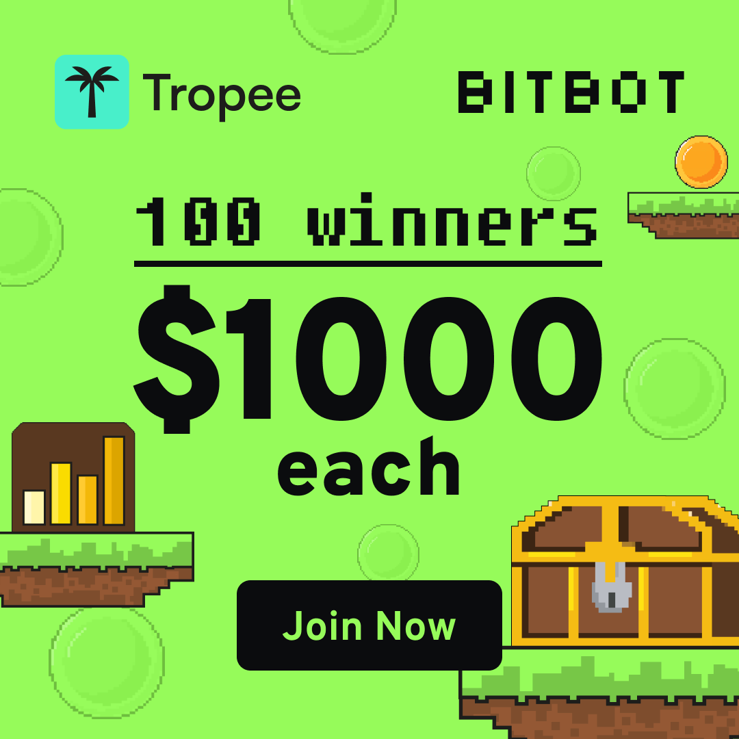 $100K BitBot Airdrop Alert! To celebrate the launch of $BITBOT we are giving you a chance to win $1,000 in $BITBOT tokens! 100 lucky supporters will share $100K. Subscribe to our mailing list for updates and secure your spot. Enter Here: tropee.com/t/Rlailsjy