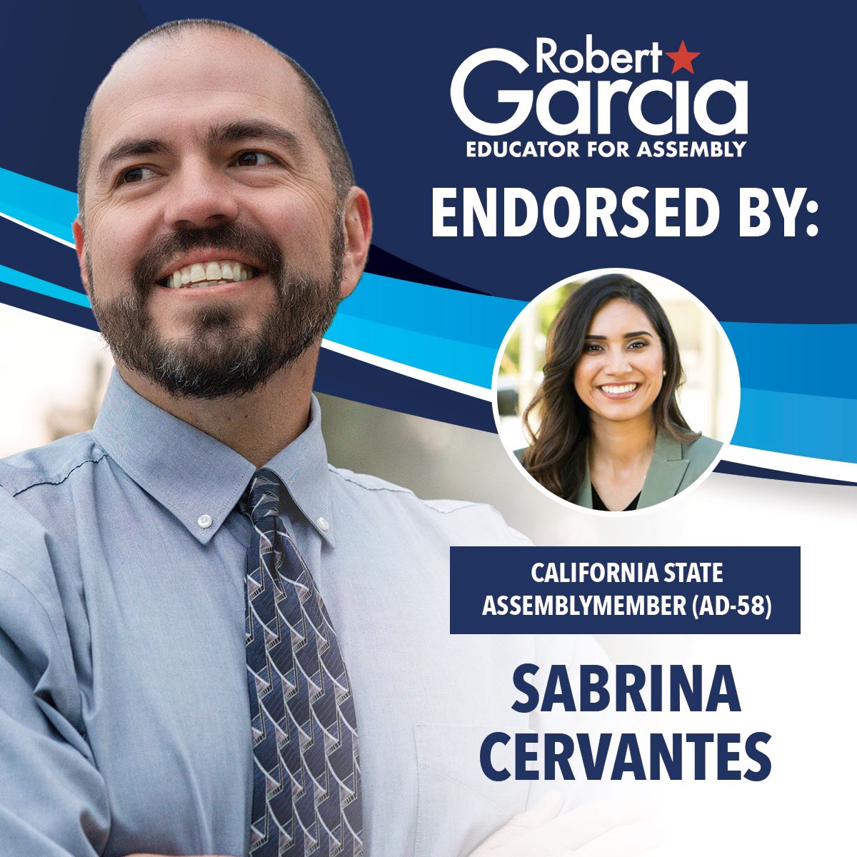 🚨 @AsmCervantes has endorsed Robert Garcia for Assembly District 50 🚨 

To learn more about Robert and for a full list of endorsements, visit robertgarcia4ca.com 

#teamgarcia #ad50 #stateassembly