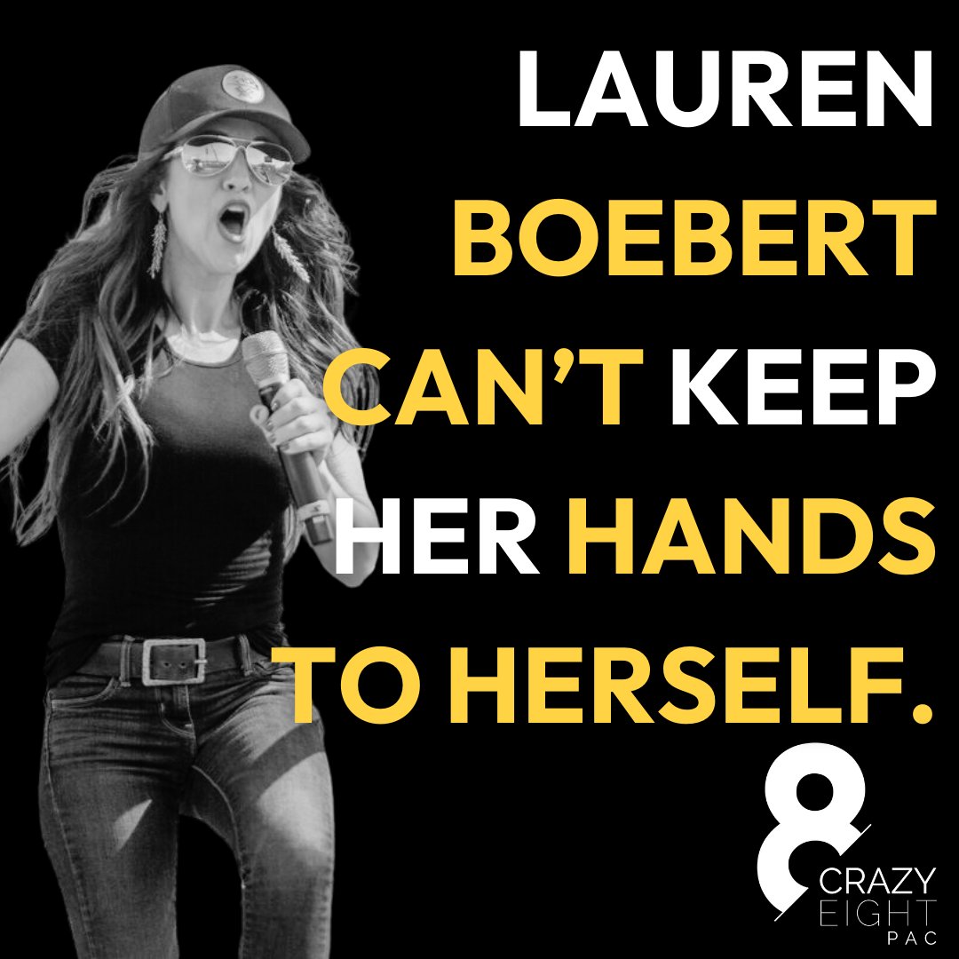 crazyeightpac's tweet photo. It seems that Lauren Boebert can't keep her hands to herself. Whether it's at watching a musical with kids present or at a restaurant. Let's keep her hands off Colorado! https://t.co/07IodOe8DI