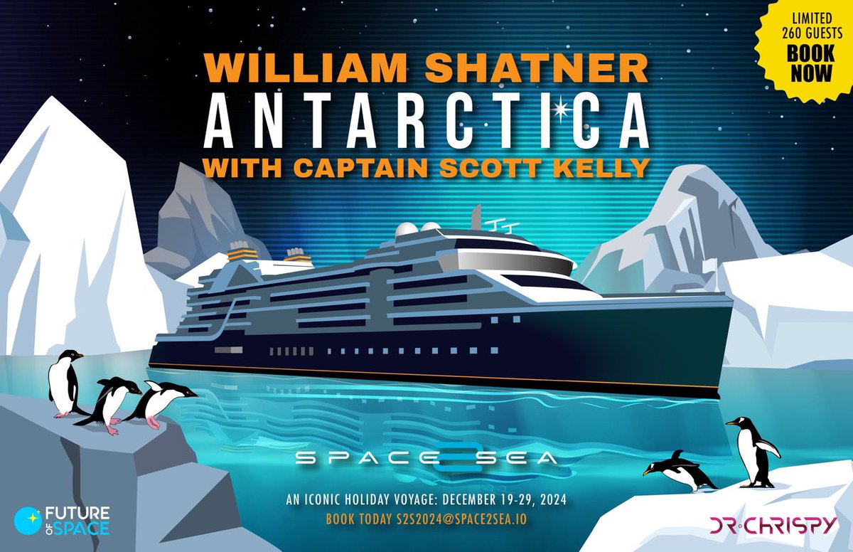 Please join me and the legendary @WilliamShatner on a once-in-a-holiday voyage to Antarctica aboard a new ultra-luxury polar class expedition vessel, the Seabourn, Venture. Limited to 260 exclusive guests. Hosted by @DanielFox / @FUTUREofSPACE in partnership with @DrChrispy. BOOK…