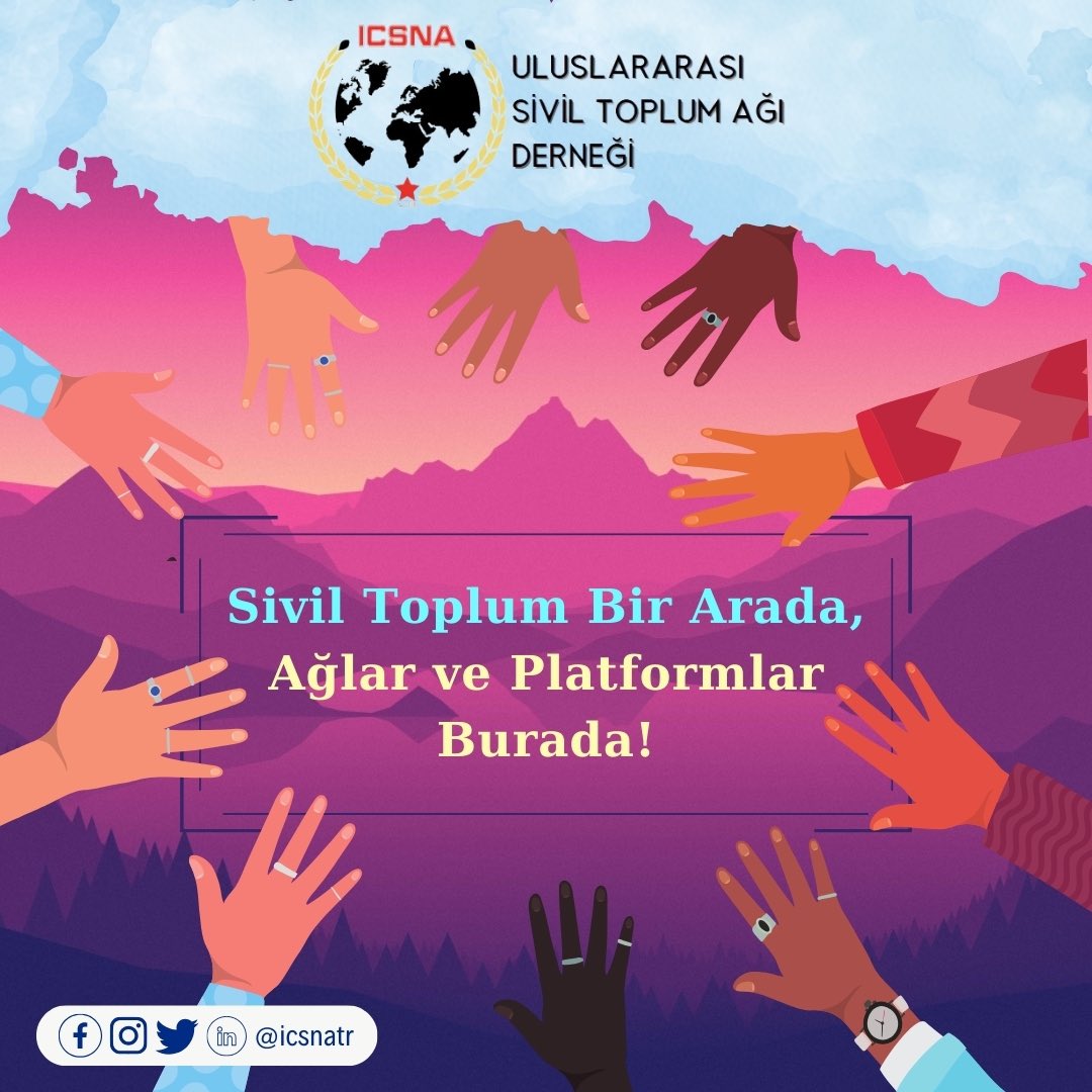 🤝ICSNA,‘Sivil Toplum Bir Arada,Ağlar ve Platformlar Burada!’Programını başlatıyor.

Ağlar ve platformların tanıtımları yapılacak ve üyesi olabilecek paydaşların katılabilecek🌟

Başvuru ve detaylı bilgi: forms.gle/WVSpFwP6tZfuQX…

#SivilToplum #AğlarVePlatformlar #İnsanHakları