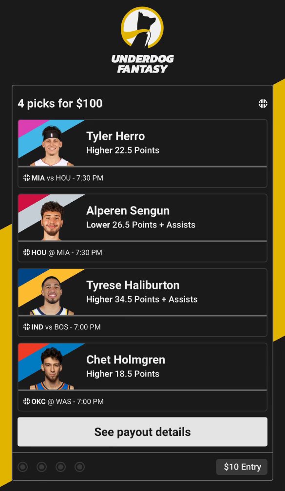 🏀 NBA picks for today… 

Who’s riding with us? 👀

Make sure to use code “SIDELINE” or sign up here: 
play.underdogfantasy.com/p-sideline