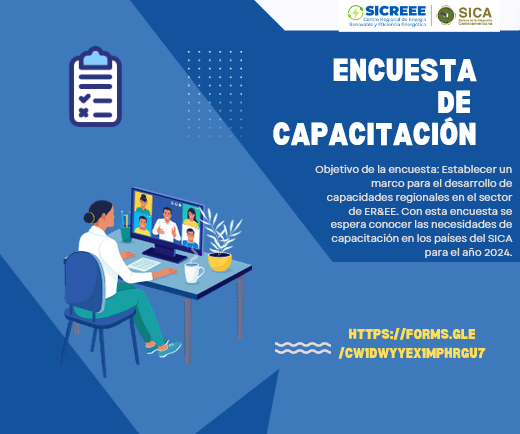 Les invitamos a completar la encuesta para el programa de capacitación del SICREEE en ER&amp;EE para el año 2024  Enlace->  forms.gle/cw1DWYYEX1mpHr…