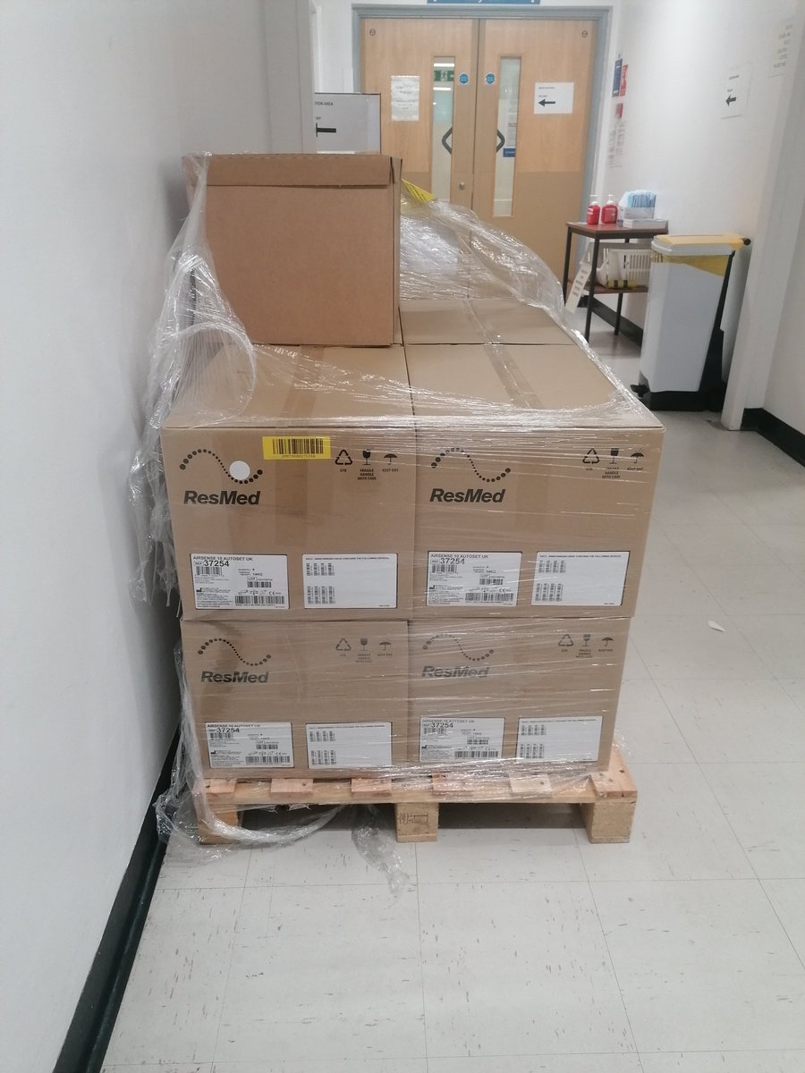 35 CPAP machines ready to distribute to patients with sleep apnea. @ResMed working with CIU UHMBT. 👍👍