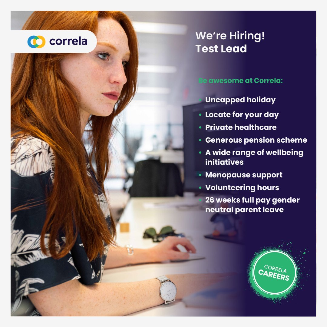 lifeatcorrela's tweet photo. 🌟 Join Correla as a Test Lead! 🌟

✅ Award-winning benefits package
✅ Flexible working hours
✅ Collaborative and supportive work environment

https://t.co/IiGpFjDMRX

#CorrelaHiring #TestLeadOpportunity #JoinTheTeam #hiring #jobs #tester https://t.co/Yvt8suWGbK