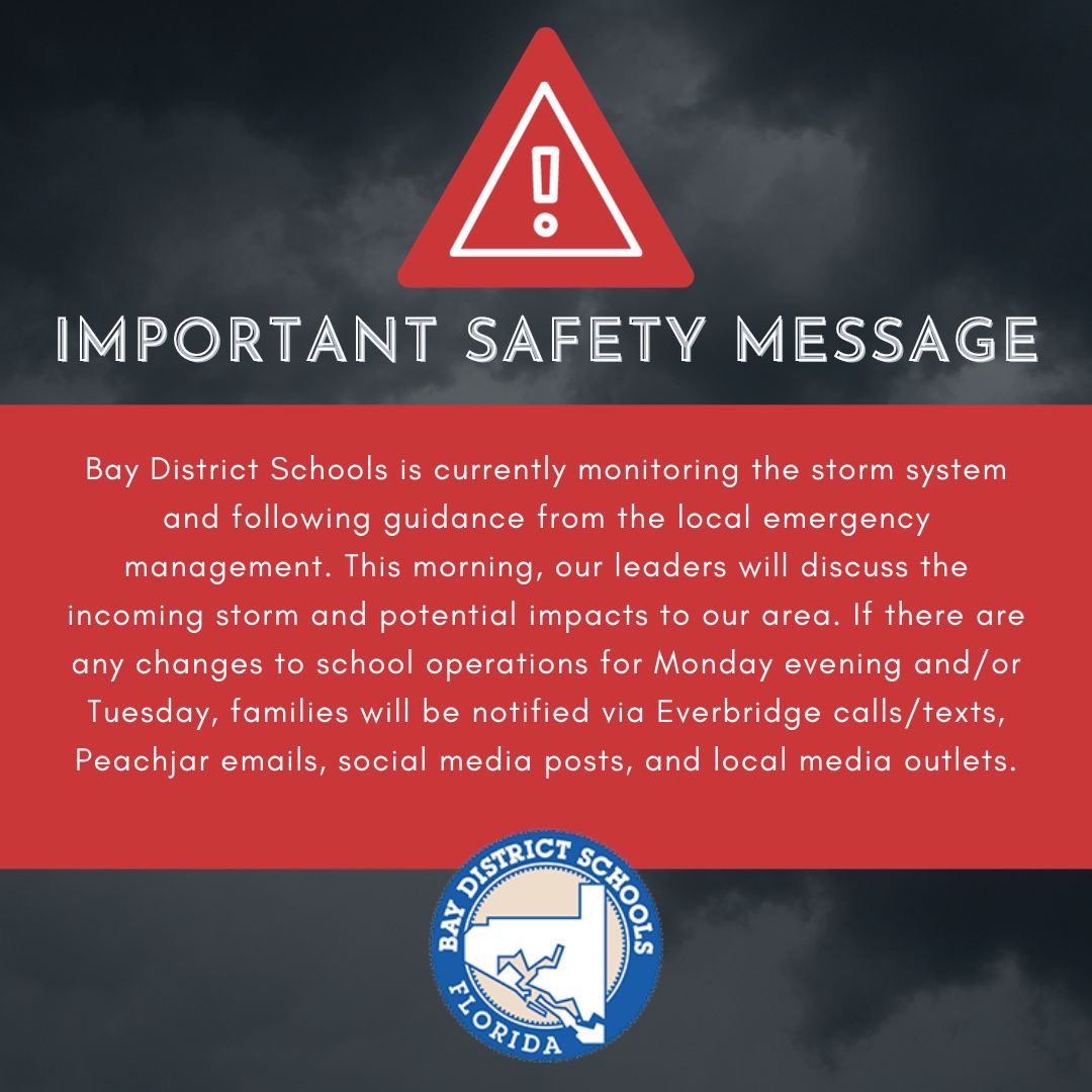 BDS_Supt's tweet photo. Thereβs a 10:30 a.m. weather update with emergency management officials and meteorologists. We anticipate making a decision regarding school tomorrow following that call and the latest information. @BayDistSchools https://t.co/onnvmNWXCE