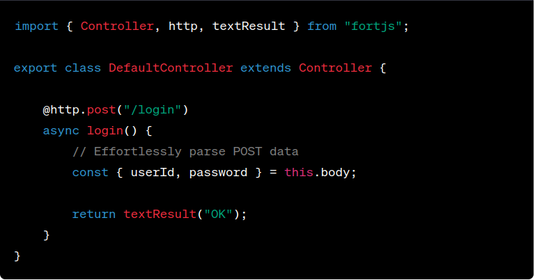 ujjwal_kr_gupta's tweet image. Experience the ease of handling POST data with #Fortjs! 🛠️🚀 #WebDev #CodeSimplicity #nodejs #webapi