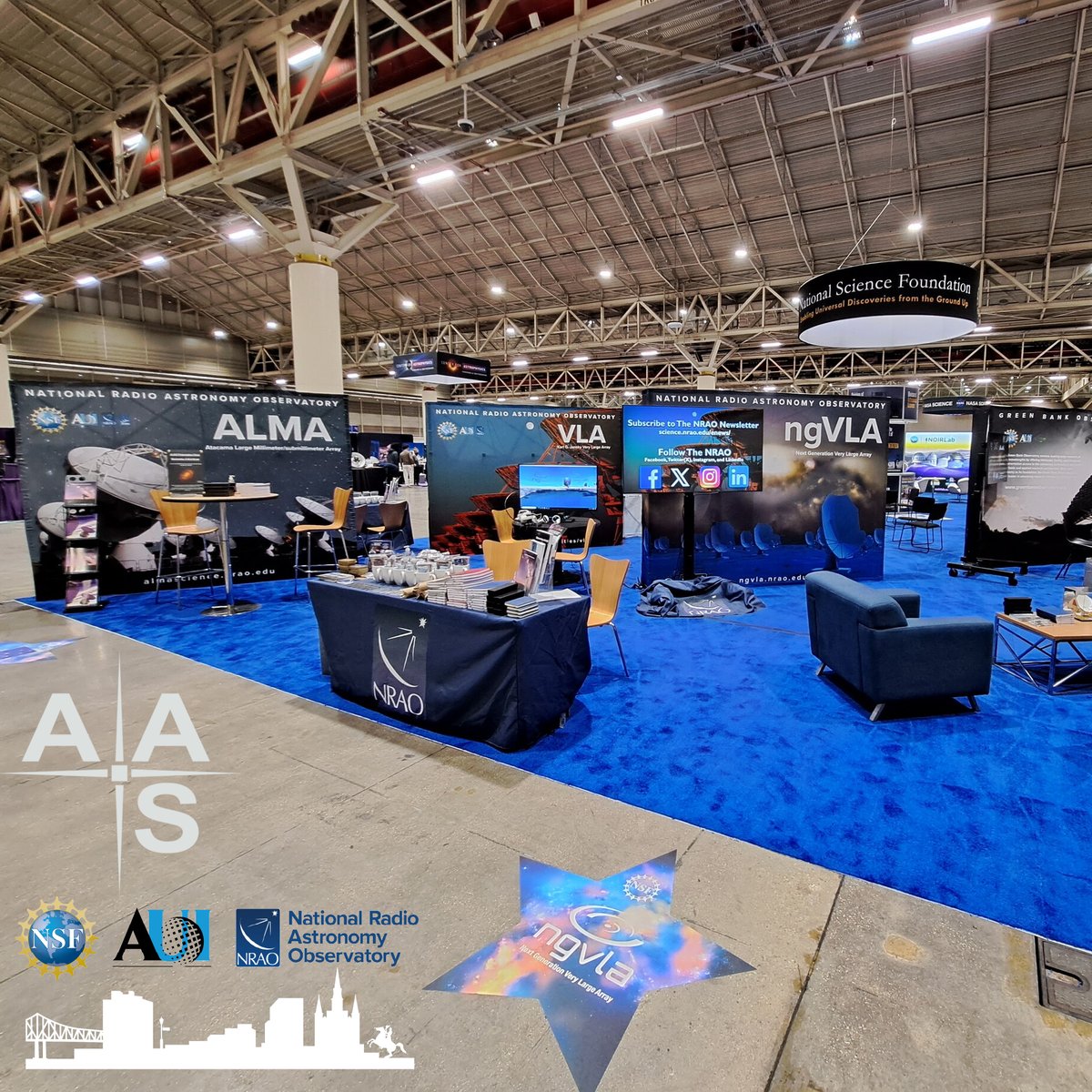 Visit @TheNRAO exhibition at #AAS243 to learn about the #verylargearray, @almaobs , #VLBA, and #ngvla - the best in #radioastronomy and #science opportunities.

#AASNOLA #ExploreAstronomy @DiscoverAUI #space #astronomy #nrao #VLA @AAS_Office #astrophysics #STEM