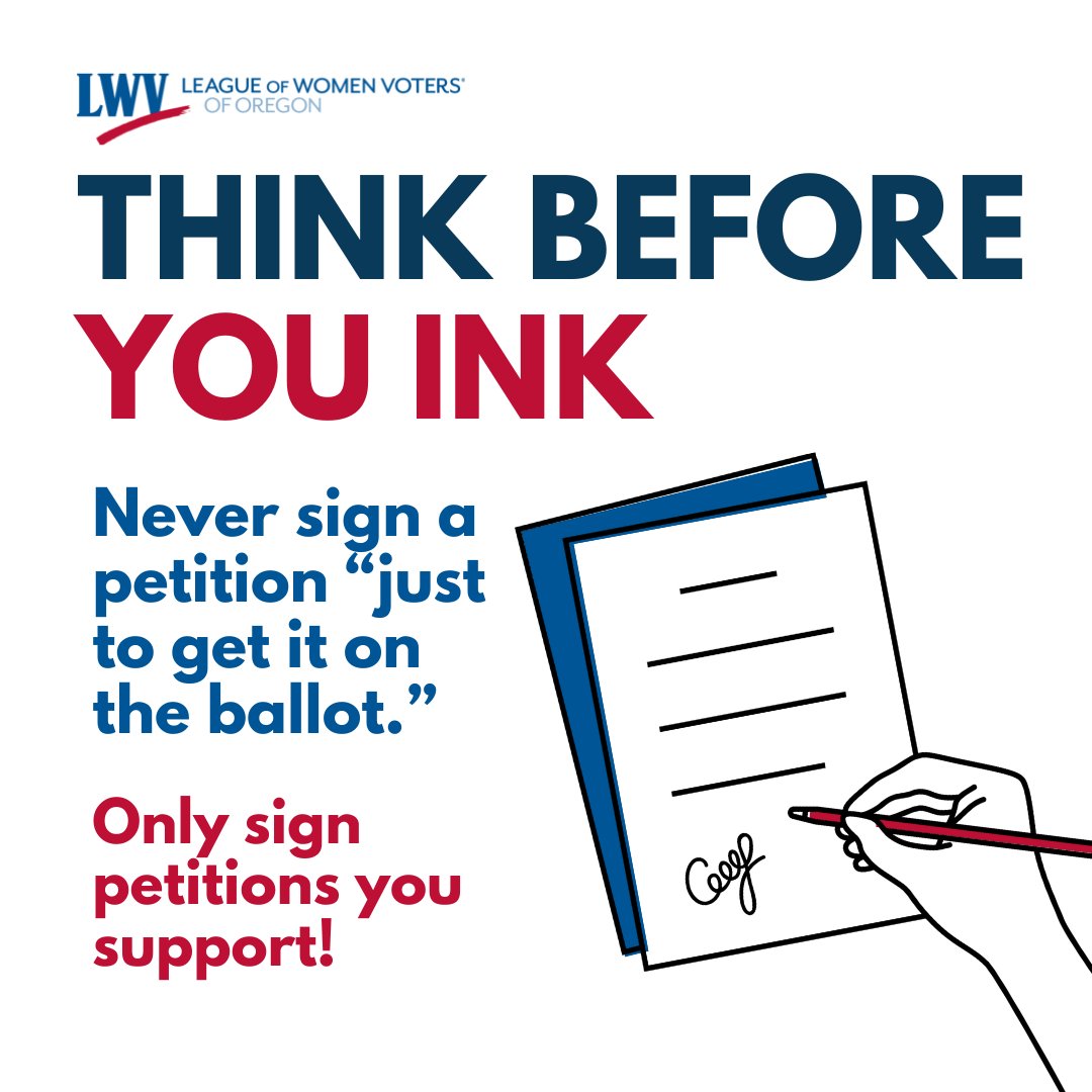 LWVofOregon's tweet photo. Initiative, Referral, Referendum - know your power! Registered voters can shape Oregon's laws by signing petitions that matter. #thinkbeforeyouink #thinkbeforeyouinkoregon
https://t.co/UES3sfTMvo https://t.co/PSCgNKrrUb