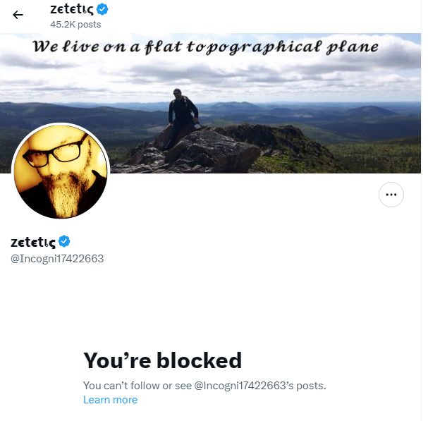 Another flat earth goes off for a cry.

What a waste of life.