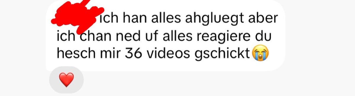 enoli8266's tweet photo. wie meint er das „chan ned uf alles reagiere du hesh mir 36 videos gschickt?“? https://t.co/FK2OYcbLdT