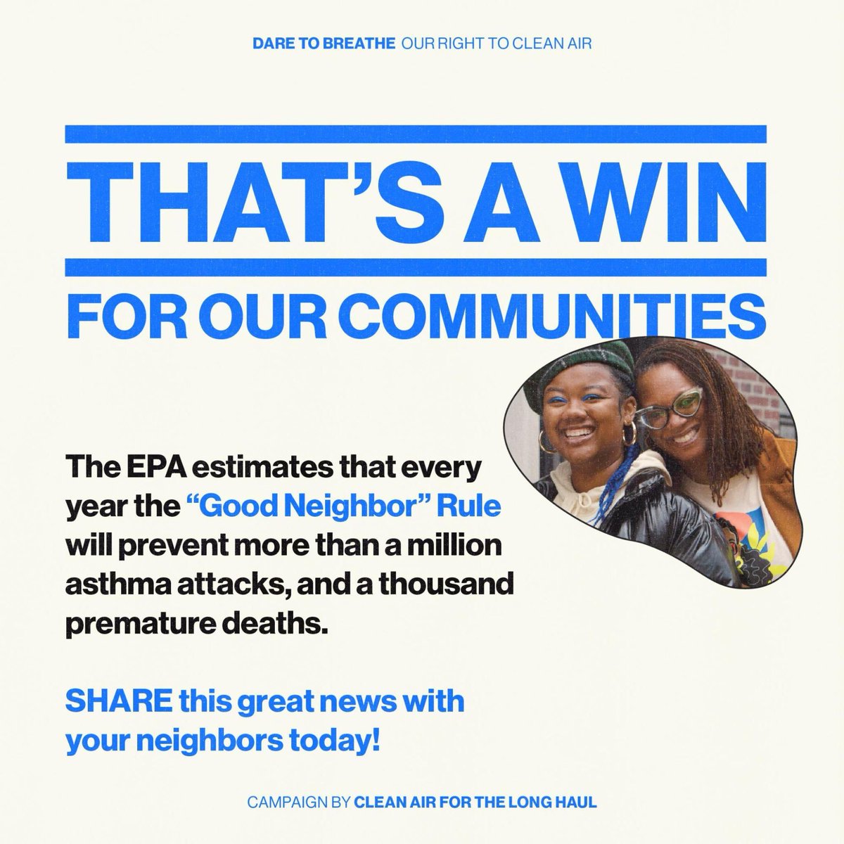 Good neighbors don’t pollute your backyard! We fought and WON this powerful new EPA rule, that holds polluters accountable and keeps our communities healthy. Clean air is our right!

#DareToBreathe #EnvironmentalJustice #CleanAirNow