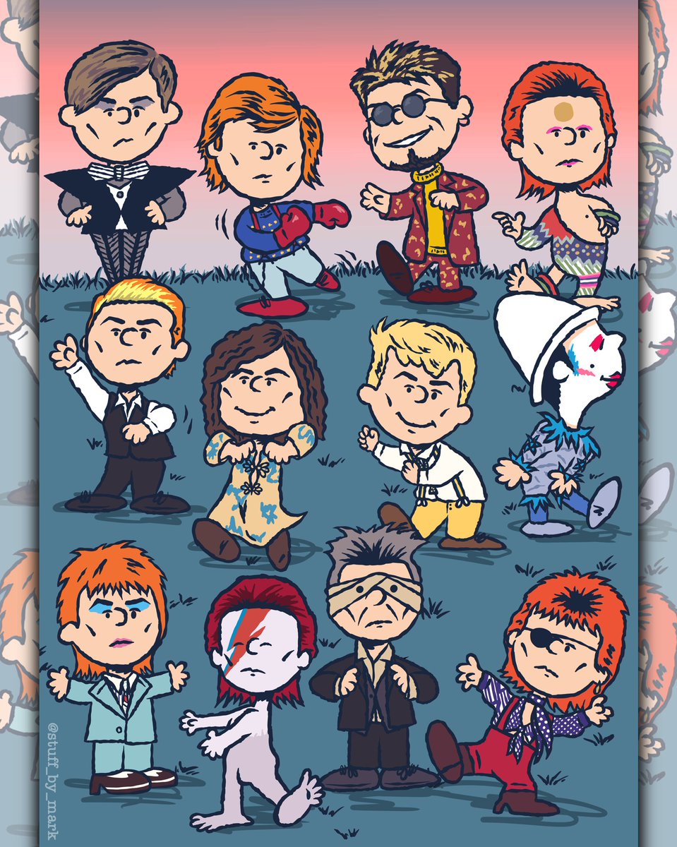 Happy birthday David Bowie. In celebration here's a dozen Davids dancing in a Peanuts style.