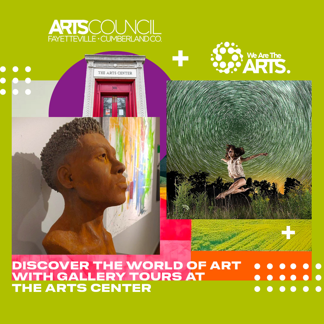 Book a Gallery Tour with us, and let's explore the world of art together.

To schedule your Gallery Tour, please contact :

Barbara Hayes, Receptionist
910-323-1776
admin@theartscouncil.com