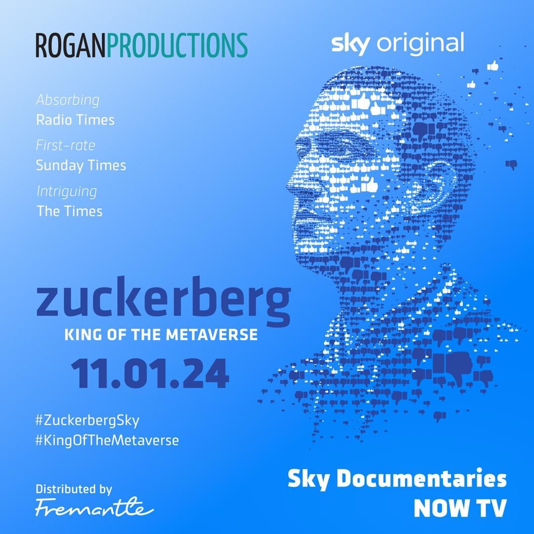 RoganProduction's tweet photo. In Jan 2004, Mark Zuckerberg embarked on a coding journey that would change the world. Two decades later, this film tells the inside story of his life and career, &amp; the impact they’ve had on all our lives. Watch Zuckerberg: #KingOfTheMetaverse on @skytv 11.01.24. #ZuckerbergSky https://t.co/uVDLHEy5z3