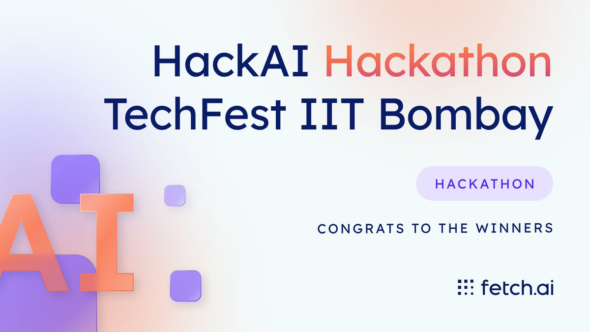 Fetch_ai's tweet photo. The #HackAI collaborative hackathon between @Fetch_ai &amp; @Techfest_IITB has concluded, and we have a list of winners! 🏆
 
Congrats to the winning teams:
🥇 HACK_230395
🥈 Hack-230351
🥉 TensionFlow
🌟 Honorable Mention: Sortedddd

Read all the details 👇
https://t.co/Vv65Y44BB8 https://t.co/JpfWTQz1Zl