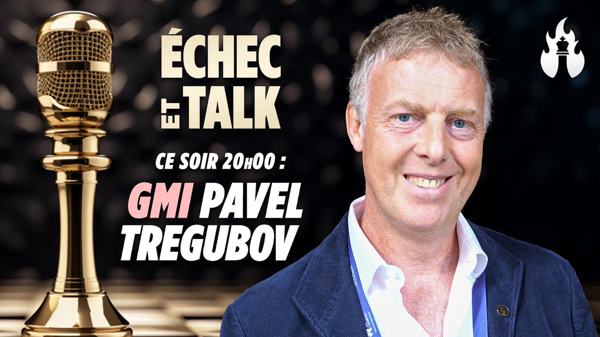 Ce soir on reçoit à partir de 20h avec @Vachier_Lagrave le GM français Pavel Tregoubov 🔥 On va discuter de sa carrière de joueur d’échecs mais aussi de ce qu’il pense de l’avenir du jeu ♟️ Ça va être passionnant trop hâte 👌👍🏼