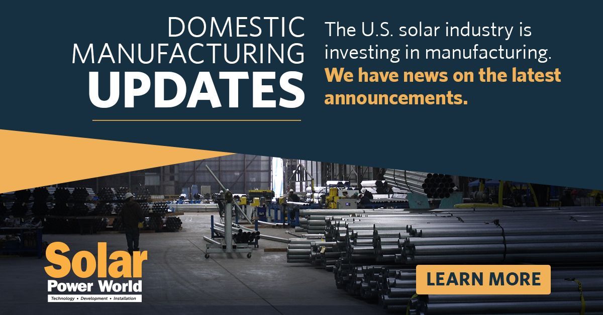 ISNAESNA's tweet photo. Stay informed! @SolarPowerWorld is your home for the latest U.S. solar manufacturing news. Get the latest on domestic manufacturing here: https://t.co/7EbgLQd4w0 #isnaesna #solargames #solarmanufacturing https://t.co/7FS2FUcdLb