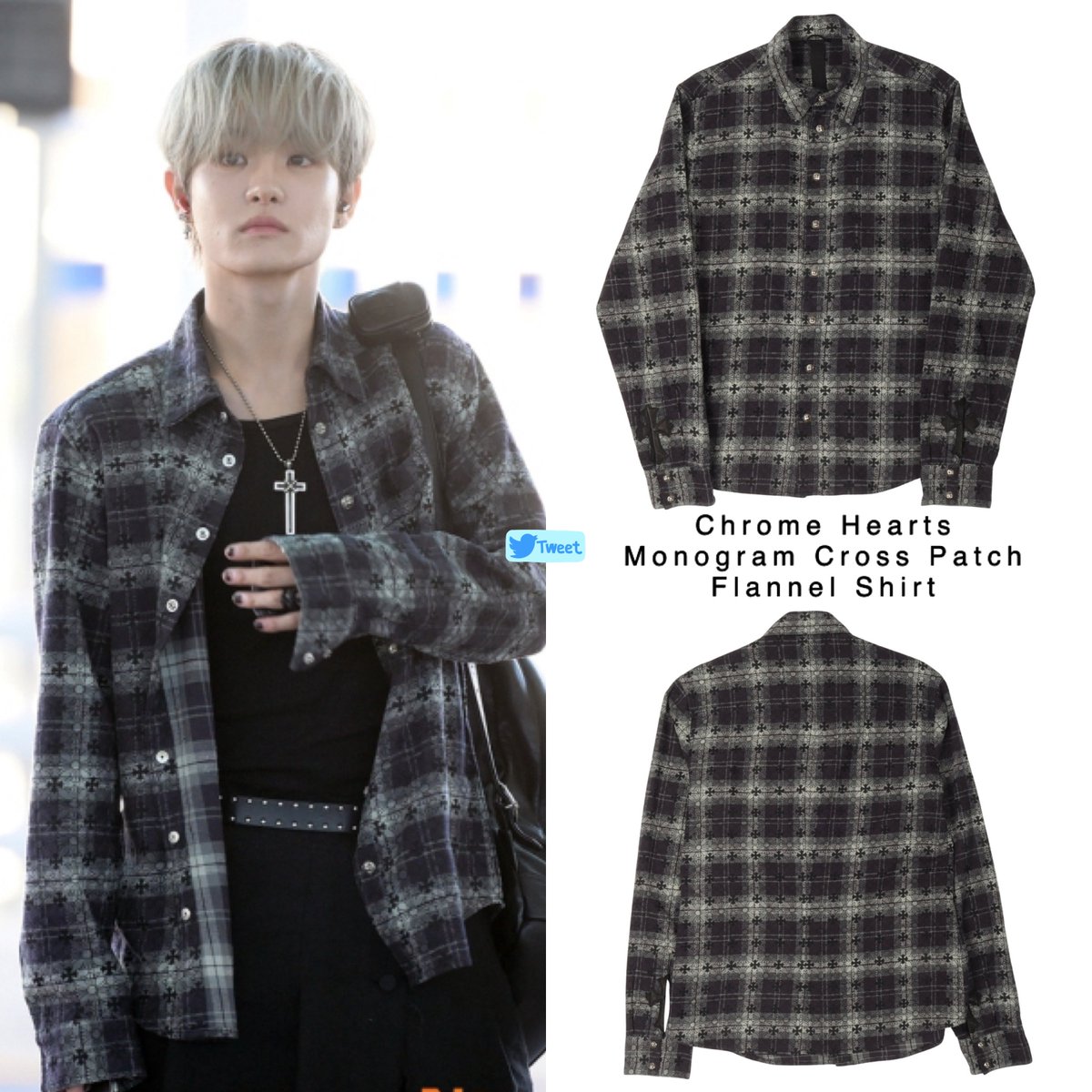 ジフン Chrome Hearts Loose Ends Monogram Cross Patch Flannel Shirt 