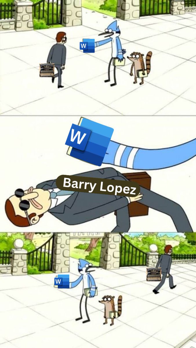 sowellcollect's tweet photo. New Year, New Meme!! 
It's World Typing Day and, as shown in our collection, Barry Lopez always used a typewriter. 
#sowellcollection #Literature  #Community  #nature  #WorldTypingDay  #archives https://t.co/yWR7dAmbr2