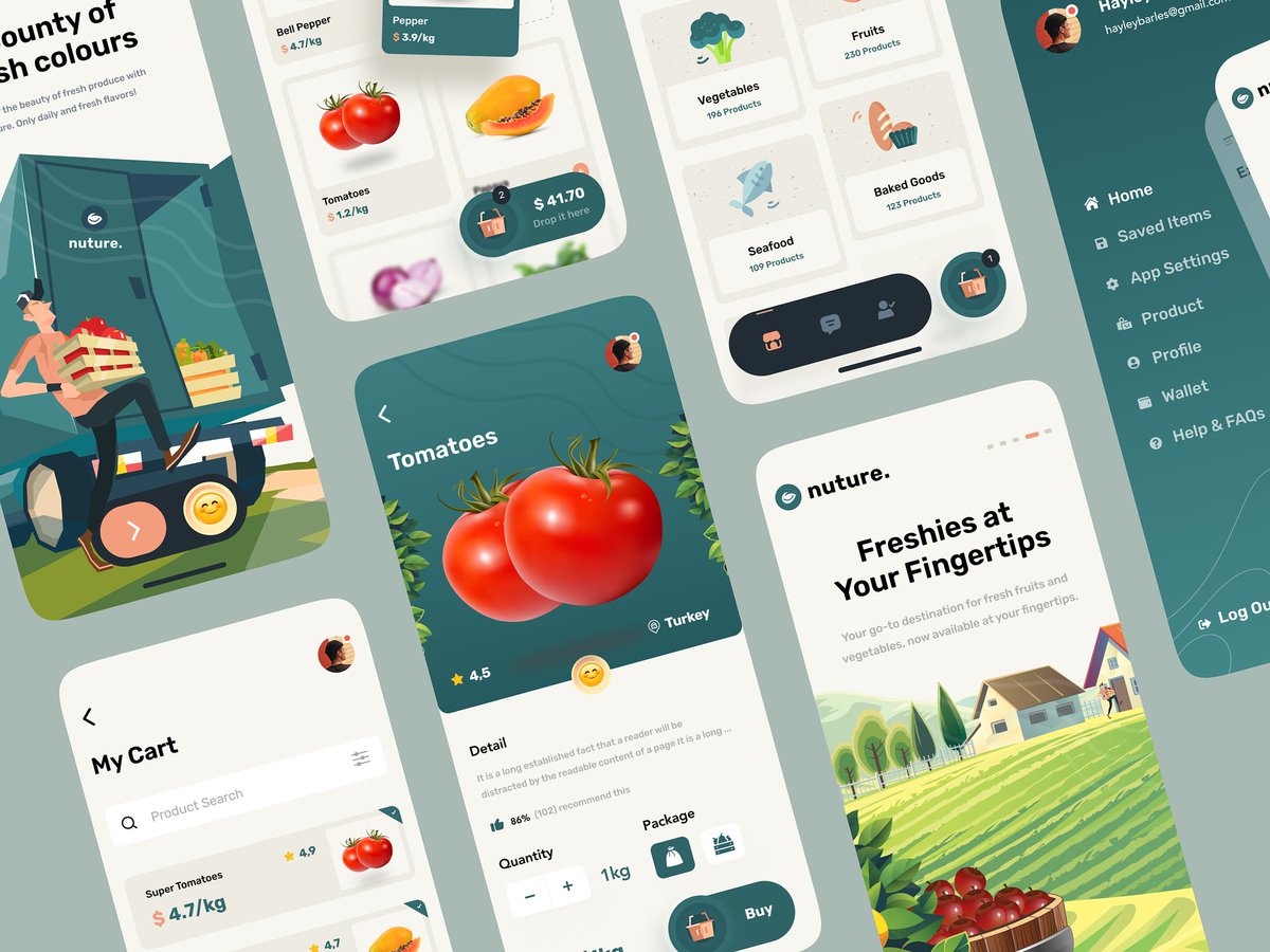 A seamless blend of vibrant aesthetics and intuitive navigation, this produce shopping app is a feast for the eyes and effortless browsing and redefines #ecommerce. 🍇🛒✨ By Mehmet Özsoy for Orizon.🔥

#FreshProduce #UIUXDesign #MobileShopping #VisualDelight