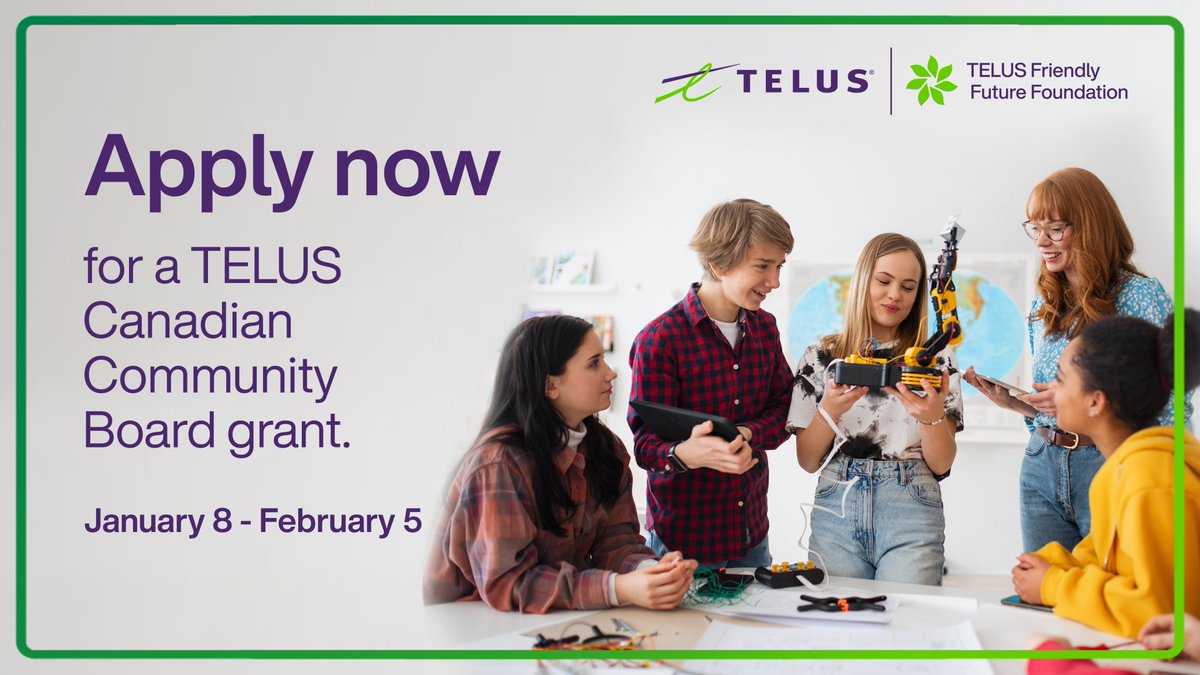 📣 Our Canadian Community Boards grant application is now live! Canadian charities providing health or education programs for youth may qualify for funding of up to $20,000! 

Find out more about our TELUS Community Board grants here: friendlyfuture.com/en/foundation/…

#GiveWhereWeLive