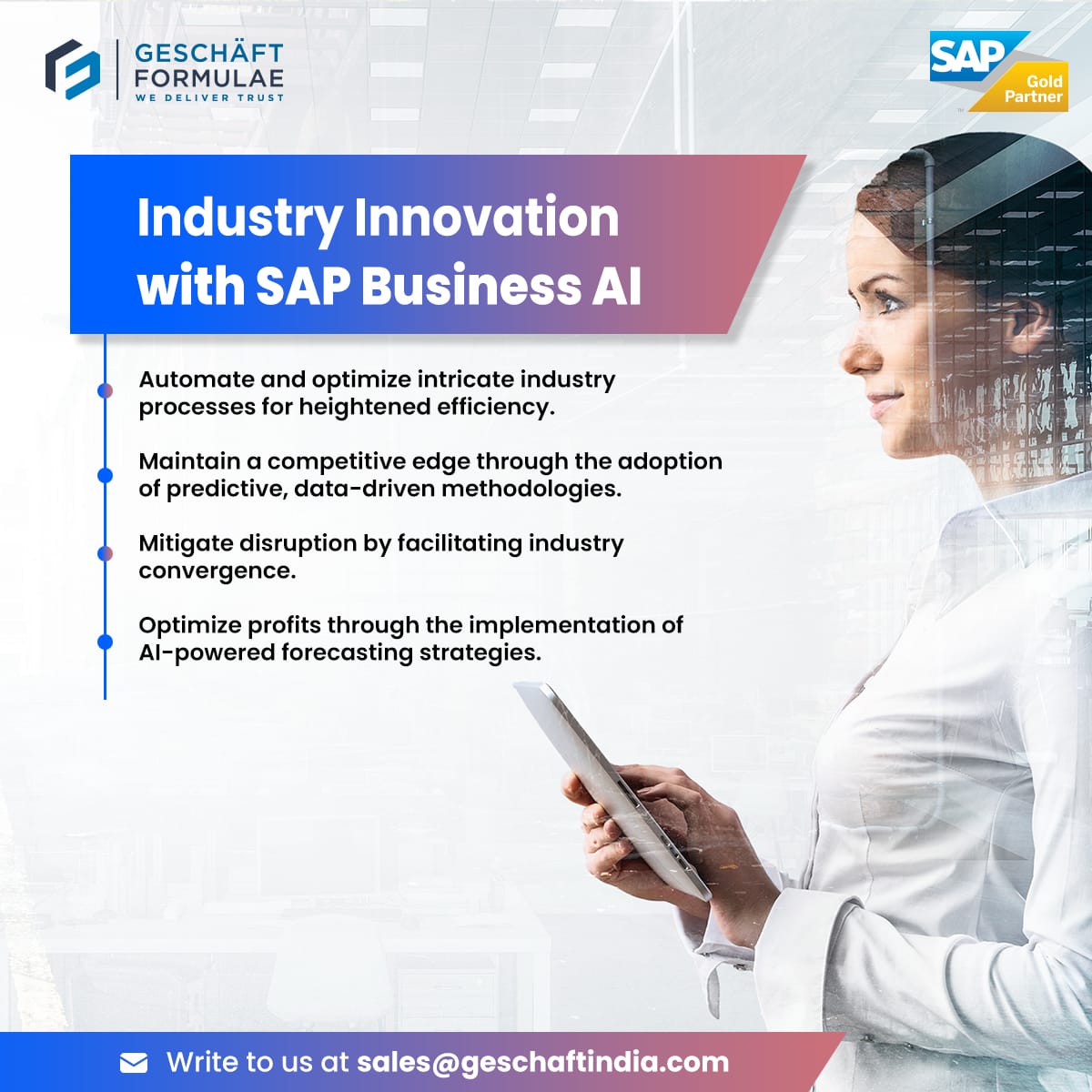 Step into the future of industry excellence with Geschaft Formulae and SAP Business AI! 🌐✨ 

#GeschaftInsights #SAPAIIntegration #DigitalTransformation #Geschaftfromulae #SAPGrowth #SAPInnovation #GROWwithSAP #FutureReadyBusiness #SAPInnovation #business