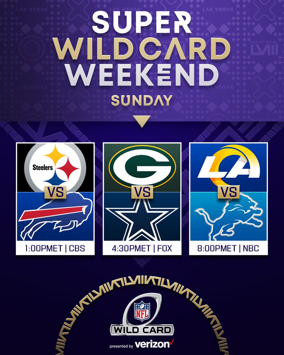 NFL's tweet photo. Pick your three winners for #SuperWildCard Sunday. ✍️ https://t.co/Iu9xnLewvQ