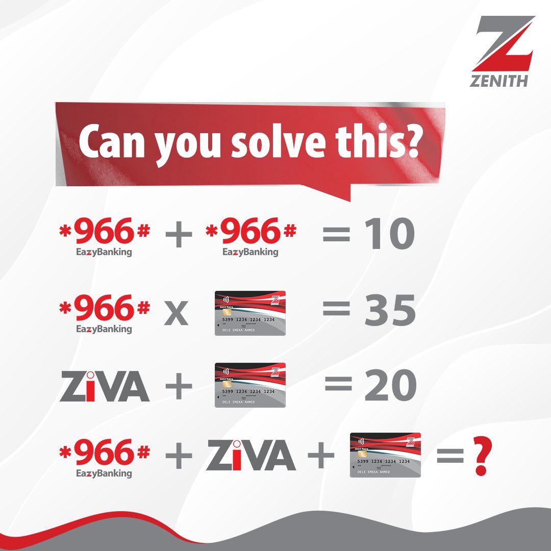 ZenithBank's tweet photo. Tell us in the comments.
#ZenithBank #Puzzle #Teasers #Fun #Maths #MathsTeaser. https://t.co/hArfqXV7aA
