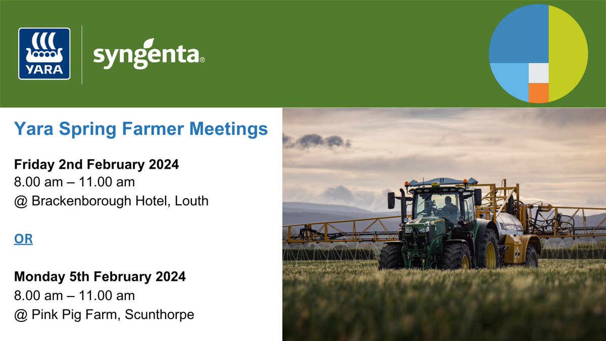 Yara UK (@yara_uk) on Twitter photo 📣 Calling Lincolnshire farmers! 📣
We invite you to a Spring 2024 Crop Nutrition update with Yara Area Manager <a href="/OscarThacker2/">Oscar Thacker</a>. Accompanied by a <a href="/SyngentaUK/">Syngenta UK</a> update from Henrietta Wells.
If you would like to attend, please get in touch with Oscar 👉 ow.ly/44Tp50QoNlU 📣 Calling Lincolnshire farmers! 📣
We invite you to a Spring 2024 Crop Nutrition update with Yara Area Manager <a href="/OscarThacker2/">Oscar Thacker</a>. Accompanied by a <a href="/SyngentaUK/">Syngenta UK</a> update from Henrietta Wells.
If you would like to attend, please get in touch with Oscar 👉 ow.ly/44Tp50QoNlU