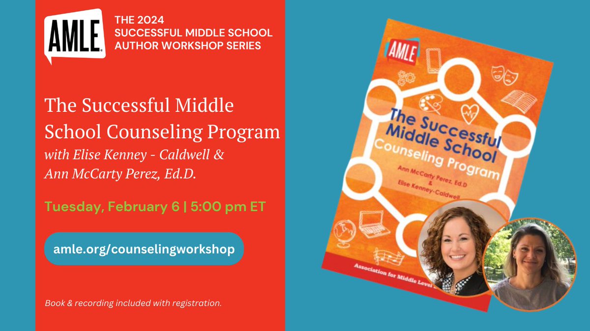 Join us for the author workshop for The Successful Middle School Counseling Program. Feb 6. <a href="/drcedgray/">Cedrick Gray, Ed.D.</a> <a href="/AllysonApsey/">Allyson Apsey</a> <a href="/EmilyKFreeland/">Emily Freeland</a> <a href="/DruTomlin4Edu/">Dr. Dru Tomlin</a> <a href="/AMLE/">AMLE</a> <a href="/Beyond_the_Desk/">Katie Powell</a> @HokieAEK