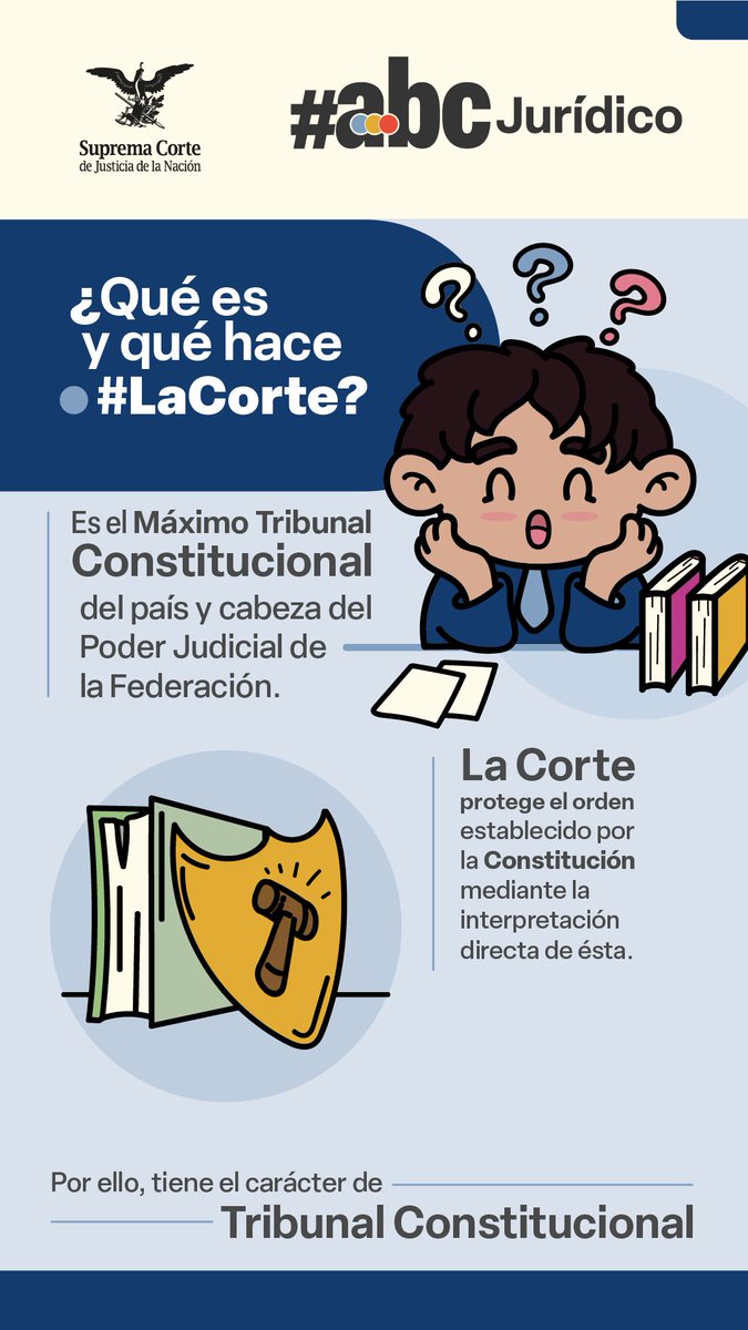 #LaCorte es el Máximo Tribunal del país, se encarga de defender la #LaConstitución y hace valer los derechos y libertades de las personas

#ABCJurídico
#LaCorteContigo