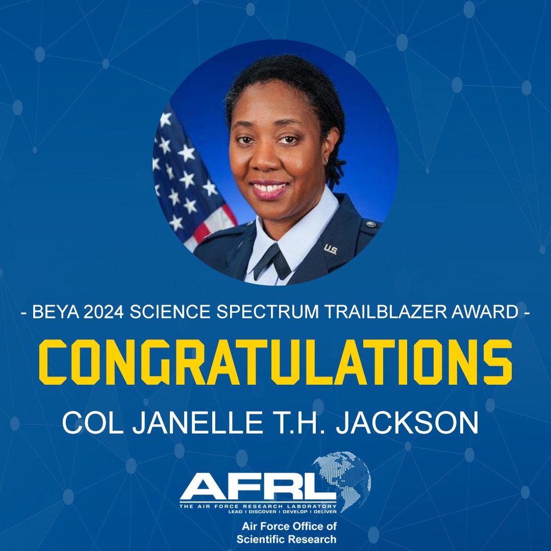 Congrats to Col Jackson on receiving the BEYA 2024 Science Spectrum Trailblazer Award! The award is part of the #BEYASTEM Outstanding Achievement Award, recognizing individuals paving new paths in science, research, technology & development for others to follow. #BEYA #BEYAAward