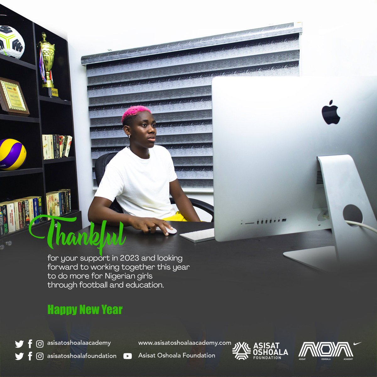 Thankful for your support in 2023 and looking forward to working together this year to do more for Nigerian girls through football and education. 

Happy New Year!

#AoaGirls #FutureStars