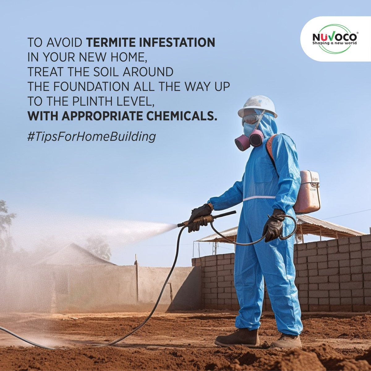NuvocoVistas's tweet photo. Keep termites at bay with this essential home-building tip!
Treat the soil around your foundation up to the plinth level using suitable chemicals to prevent termite infestation in your new home.
Build smart, live termite-free!
#Nuvoco #TipsForHomeBuilding #TermitePrevention https://t.co/htanWpYEbc