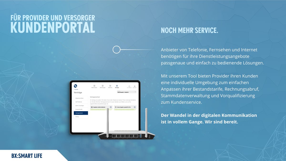 Provider und kommunale Versorger bieten Produkte wie Telefonie, Fernsehen und Internet an. 🖥️ Kunden können Anpassungen immer häufiger bequem von unterwegs oder zu Hause aus in einem Kundenportal vornehmen – und das kommt von Batix. 🚀 #batix #bx #provider #kundenportal