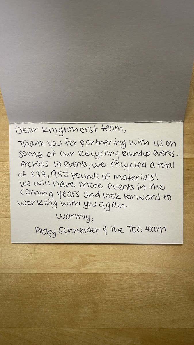KnightHorst's tweet photo. We love starting a Monday AM with a thank you note from one of our customers.  #knighthorstshredding #customerthankyou https://t.co/bCbPhR2qgb
