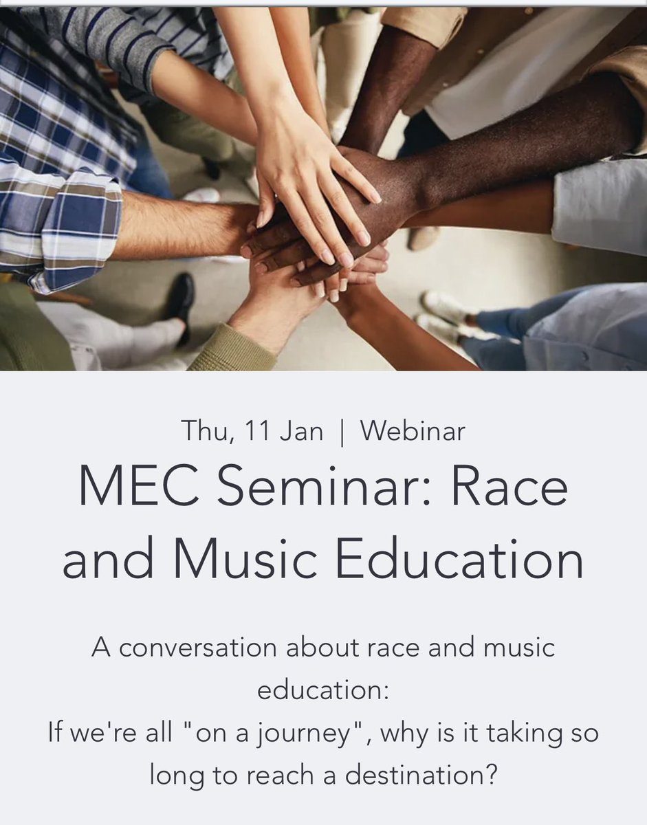SJagdevPowell's tweet image. Join @mectweets for the next seminar on Race and Music Education.

Why are we still talking about the same issues around race and music education 10 years on?  

Join me and my fantastic panel to hear more: musiceducationcouncil.org.uk/event-details-…